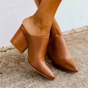 Able Rojas Heeled Mule Clogs Cognac 8.5